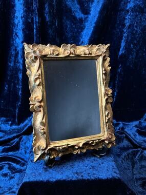 Vintage Small Gilt Mirror - Italian Gold Baroque Scrollwork Ornate Frame